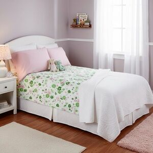 Vintage 70's Sears Floral Twin Flat Sheet with Generic Pillow Case Set